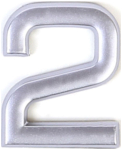 Цифра "2" самоклеящаяся Larvij 40х32 мм пластик серебро