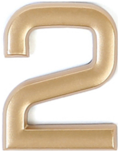 Цифра "2" самоклеящаяся Larvij 40х32 мм пластик золото