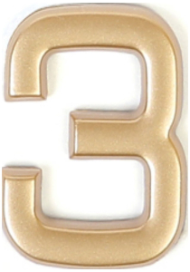 Цифра "3" самоклеящаяся Larvij 40х32 мм пластик золото