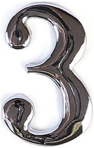 Цифра "3" самоклеящаяся Larvij 45х30 мм цинк хром