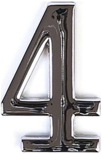 Цифра "4" самоклеящаяся Larvij 45х30 мм цинк хром