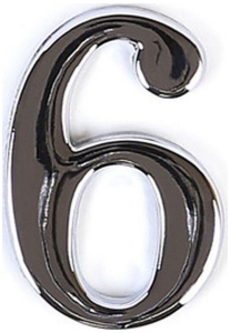 Цифра "6" самоклеящаяся Larvij 45х30 мм цинк хром