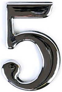 Цифра "5" самоклеящаяся Larvij 45х30 мм цинк хром