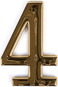 Цифра "4" самоклеящаяся Larvij 45х30 мм цинк золото