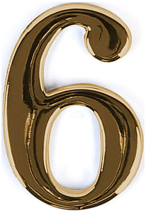 Цифра "6" самоклеящаяся Larvij 45х30 мм цинк злото