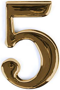 Цифра "5" самоклеящаяся Larvij 45х30 мм цинк золото