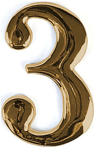Цифра "3" самоклеящаяся Larvij 45х30 мм цинк золото