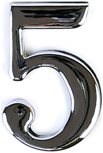 Цифра "5" самоклеящаяся Larvij 45х30 мм цинк