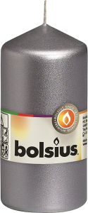 Свеча классическая Bolsius 12х5,8 см серебряная