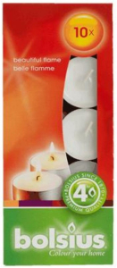 Свеча чайная Bolsius 11х8 см белая 10 штук