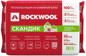 Каменная вата ROCKWOOL ЛАЙТ БАТТС СКАНДИК 50 мм 5,76 м²