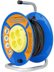 Удлинитель на катушке Glanzen EB-20-019 4 гнезда 3500 Вт с заземлением 20 м