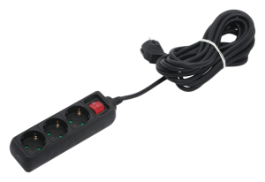 Удлинитель 3 гнезда 2300 Вт с заземлением 5 м черный