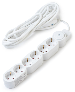 Сетевой фильтр 6 гнезд 3500 Вт с заземлением 5 м