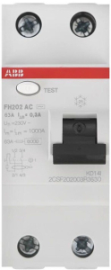 Дифференциальный выключатель ABB FH202 2 Р C 64 А 300 мА