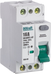 Дифференциальный выключатель DEKRAFT УЗО-03 2P AC16 A 30 мА 6 кА