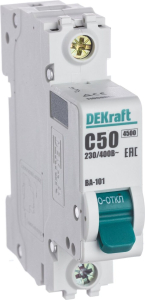 Автоматический выключатель DEKRAFT 1P C50 А 4500 А