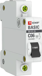 Автоматический выключатель EKF Basic 1P C6 A 4,5 кА