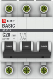 Автоматический выключатель EKF 3P C20 А 4500 A