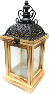 Подсвечник Фонарь металл, дерево коричневый 14х38 см