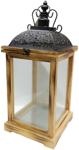 Подсвечник Фонарь металл, дерево коричневый 21х55 см