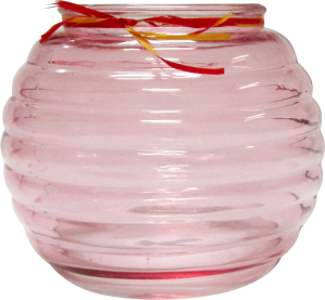 Ваза стеклянная Зара розовая с лентой 10х13,3 см