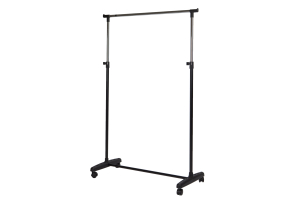 Вешалка для одежды на колесах черная 80х164х38 см