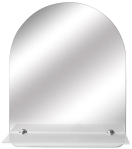 Зеркало для ванной 55х45 см с полкой белое