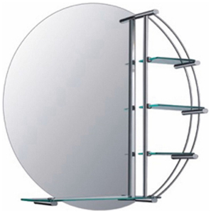 Зеркало для ванной 77х77 см с полками белое