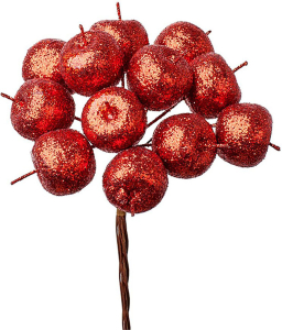 Набор яблок с глиттером на вставках красный 10,5х10 см 12 шт