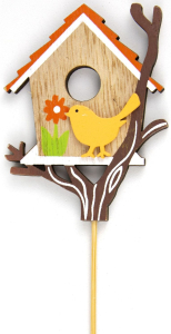 Топпер для декора скворечник оранжевый 8х20 см