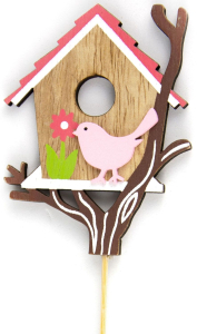 Топпер для декора скворечник розовый 8х20 см