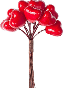 Набор сердец на вставке красный 1,7x1,7x12 см 12 шт.