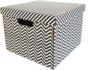 Складная коробка гардеробная с крышкой "Зигзаги", Д320 Ш320 В250, черный, белый