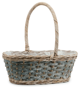 Корзина ротанг с ручкой бежево-серая 29x20x28 см