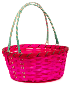 Корзина бамбук с ручкой розовая D28 H30