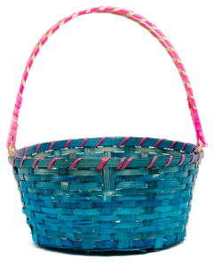 Корзина бамбук с ручкой голубая D23 H25