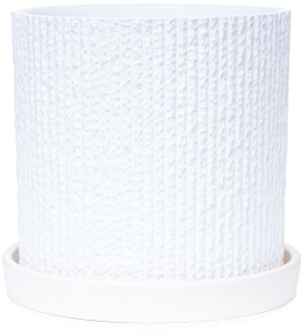 Горшок бетонный вельвет белый D15 c2