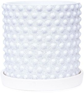 Горшок бетонный драже белый D15 c2