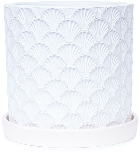 Горшок бетонный ракушка белый D15 c2