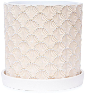 Горшок бетонный ракушка бежевый D15 c2