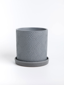 Горшок бетонный тринити серый D14 H15