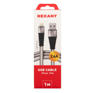 Кабель REXANT USB-Lightning 2,4 A 1 м белый