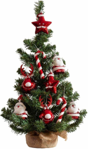Искусственная ель мини наряженная зеленый/красный 60 см