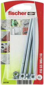 Шпилька резьбовая Fischer M6x110 мм 4 шт