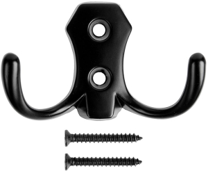 Мебельный крючок KERRON Hooks KR 0020 BL двухрожковый, матовый черный