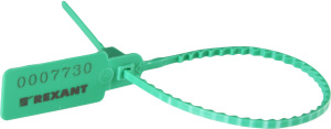 Пломба REXANT пластиковая номерная 255 мм зеленая 50 шт