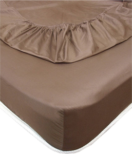 Простыня на резинке Seta сатин 90х200 см коричневая