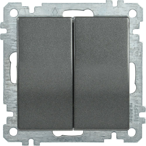 Выключатель IEK BOLERO ВС10-2-0-Б 2 клавиши с индикатором антрацит