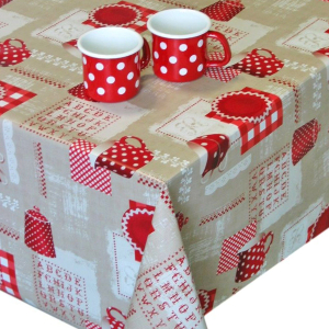 Клеенка Borsa Camelia Чашки красная ПВХ 140x145 см
